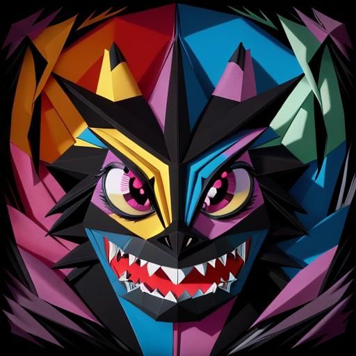 Creepy Origami Monster with Huge Teeth