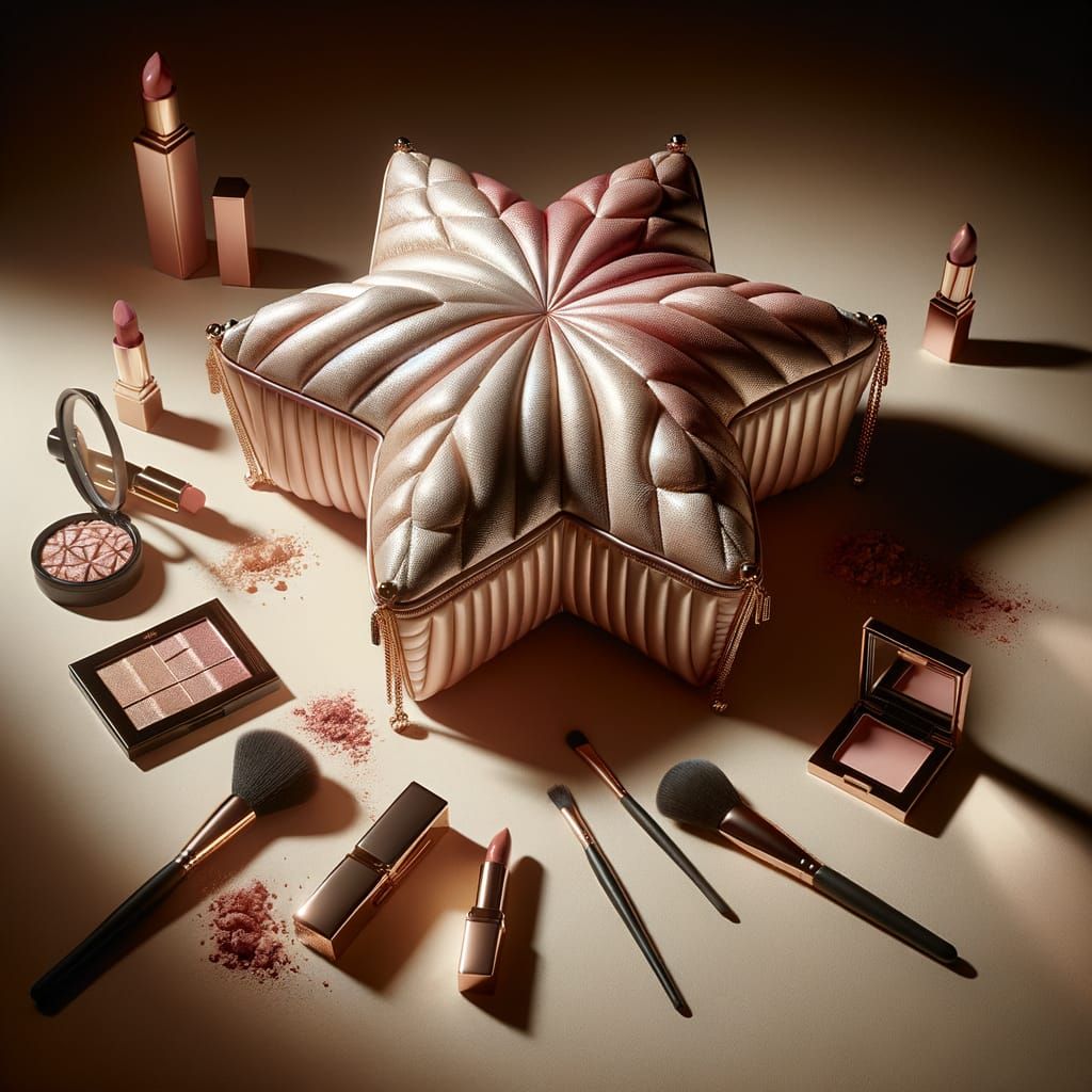 Luxurious Star-Shaped Makeup Bag with Elegant Pink Gradient