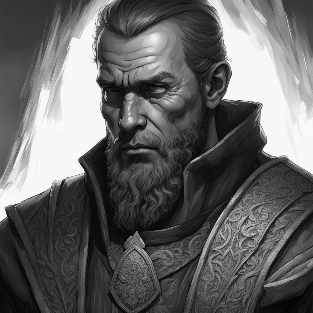 Burning Face: Nordic Barkeep in Dark Fantasy Style