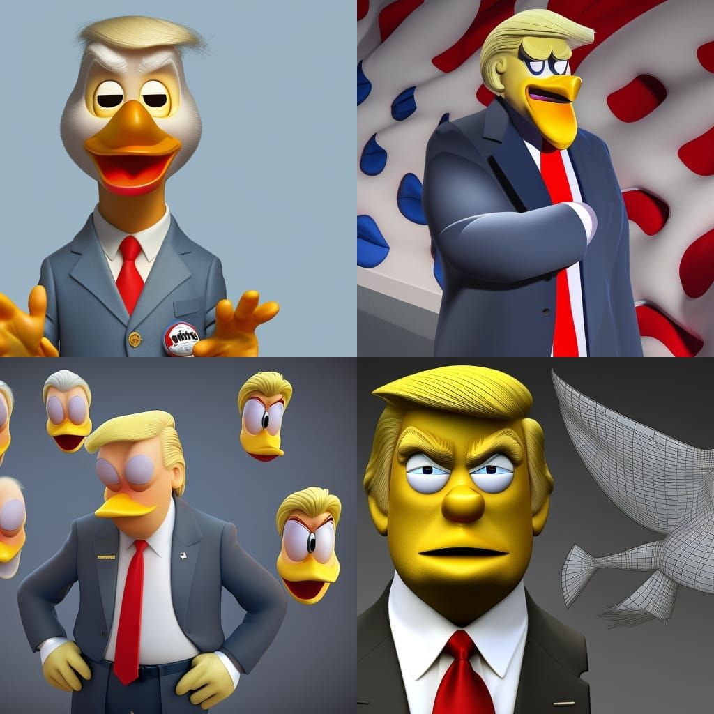Donald Trump Duck Hybrid: Pixar-Style 3D Art
