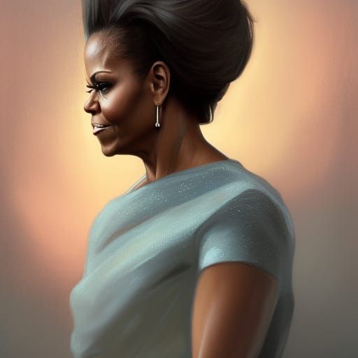 Michelle Obama Portrait in Art Nouveau Style