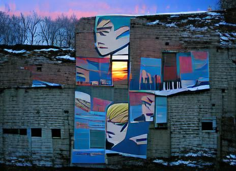 Pop Art Mural at Sunset