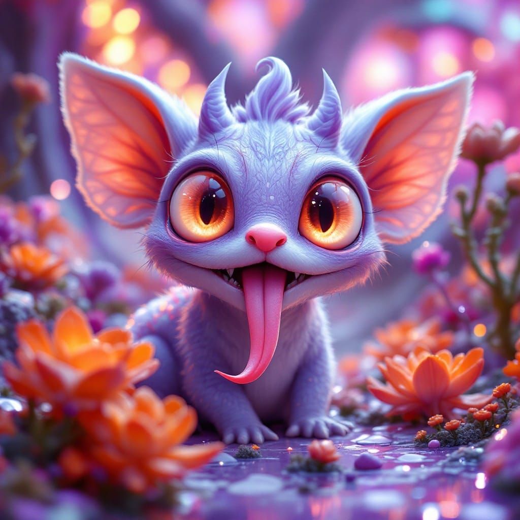 Whimsical Fantastical Creature in Iridescent Hues