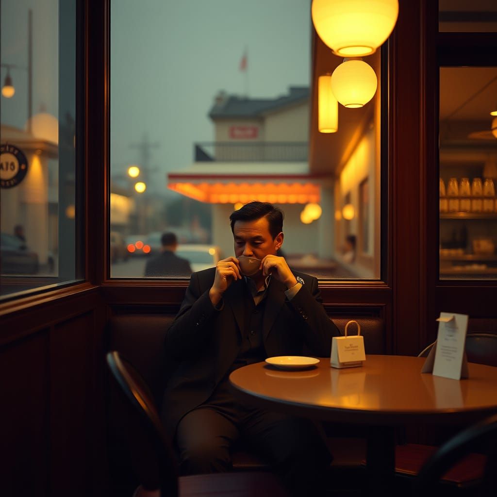 Cafe Evening: A Study in Golden Light