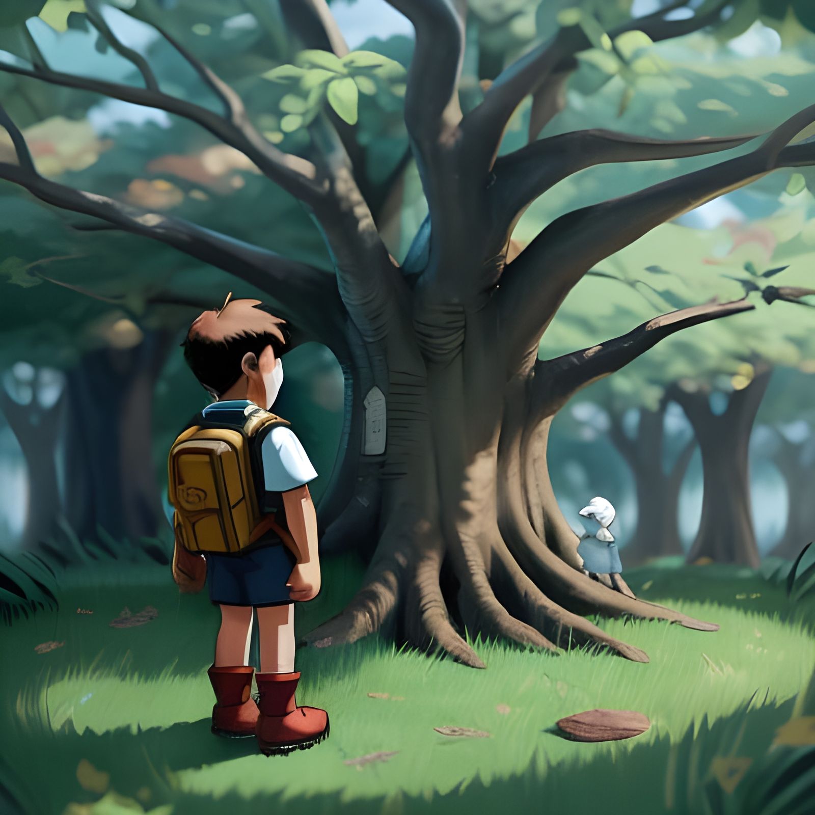 Young Adventurer Uncovers Hidden Code on Ancient Tree