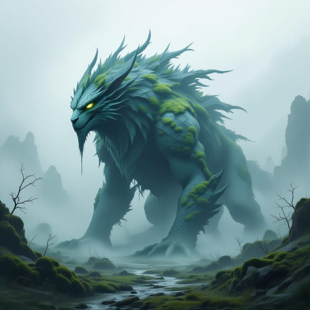 Mystical Ancient Creature in Forgotten Landscape