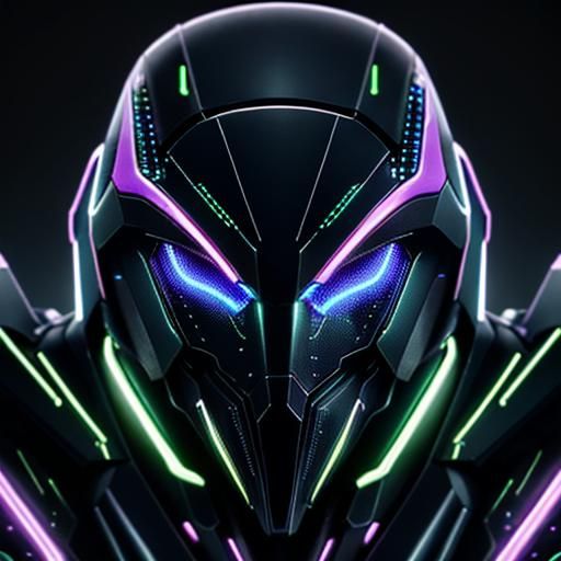 Neon Cyberpunk Toy on Reflective Surface