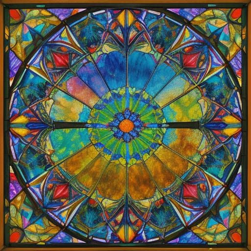 Vibrant Stained Glass Masterpiece in Impressionist Style