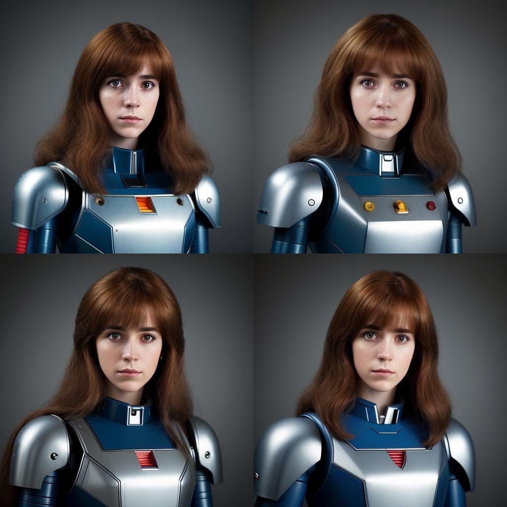 Hermione Granger as 80s Robot Girl in Gundam Suit