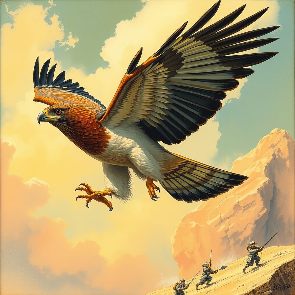 Hawk Captures Mouse: Fantasy Illustration