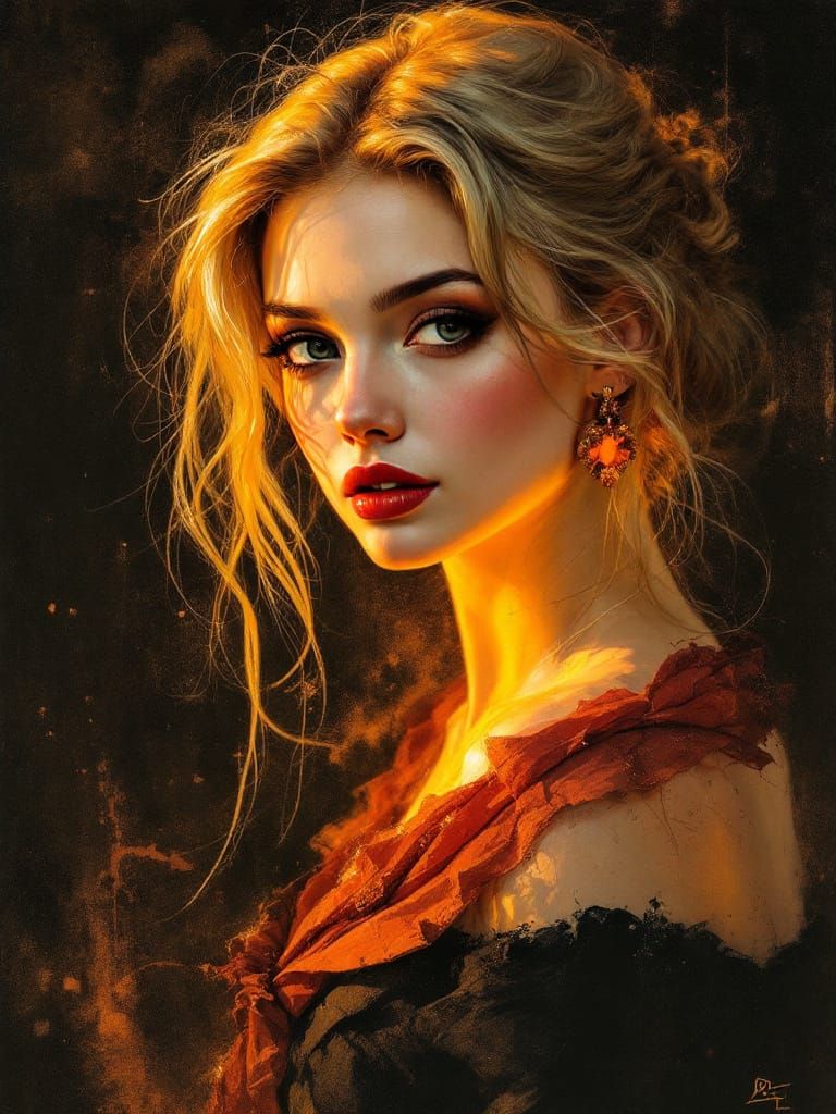 Pin-Up Woman in Rembrandt-Inspired Chiaroscuro