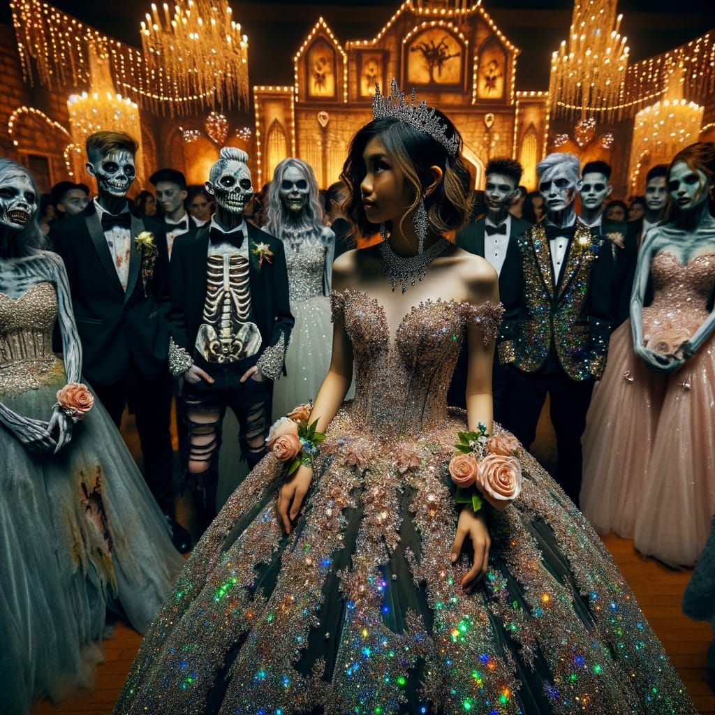 Enchanted Zombie Prom Night with Elegant Gown