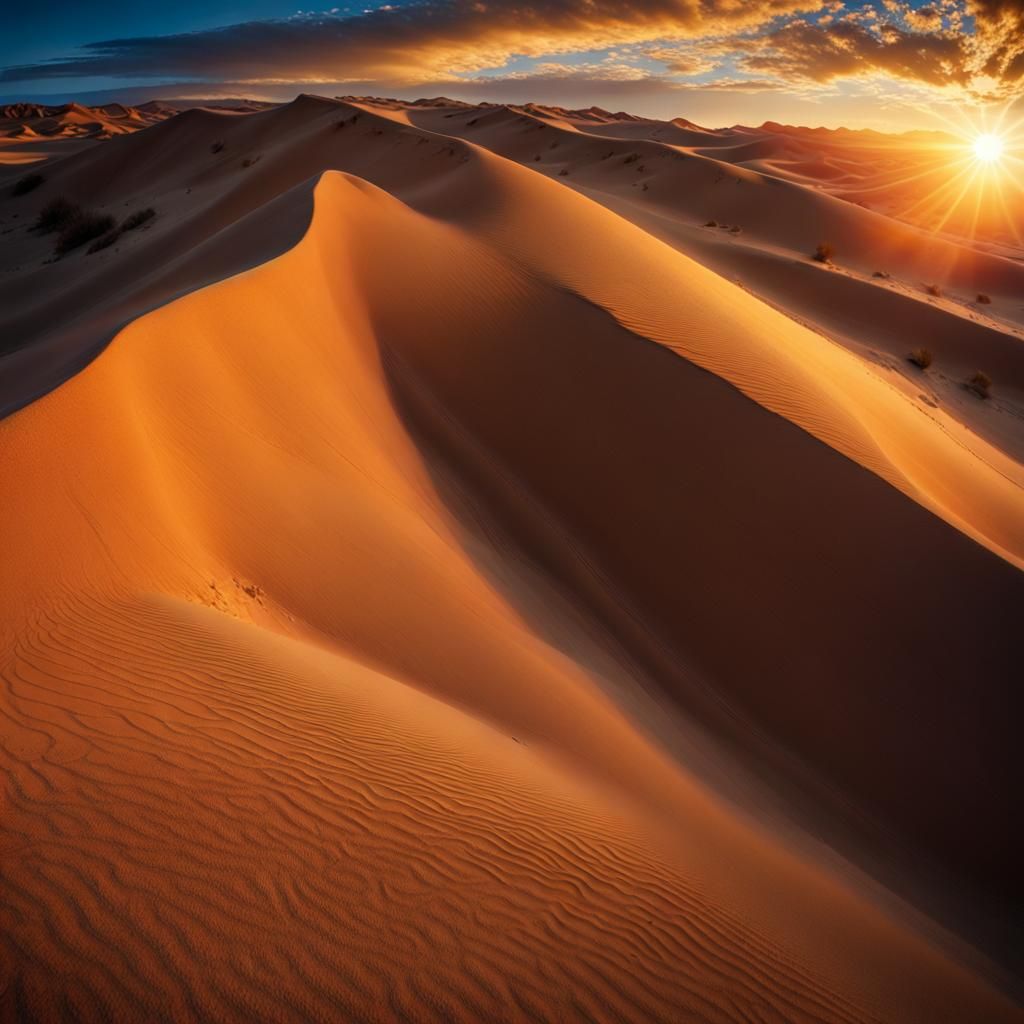 Majestic Sand Dunes in Golden Desert Light