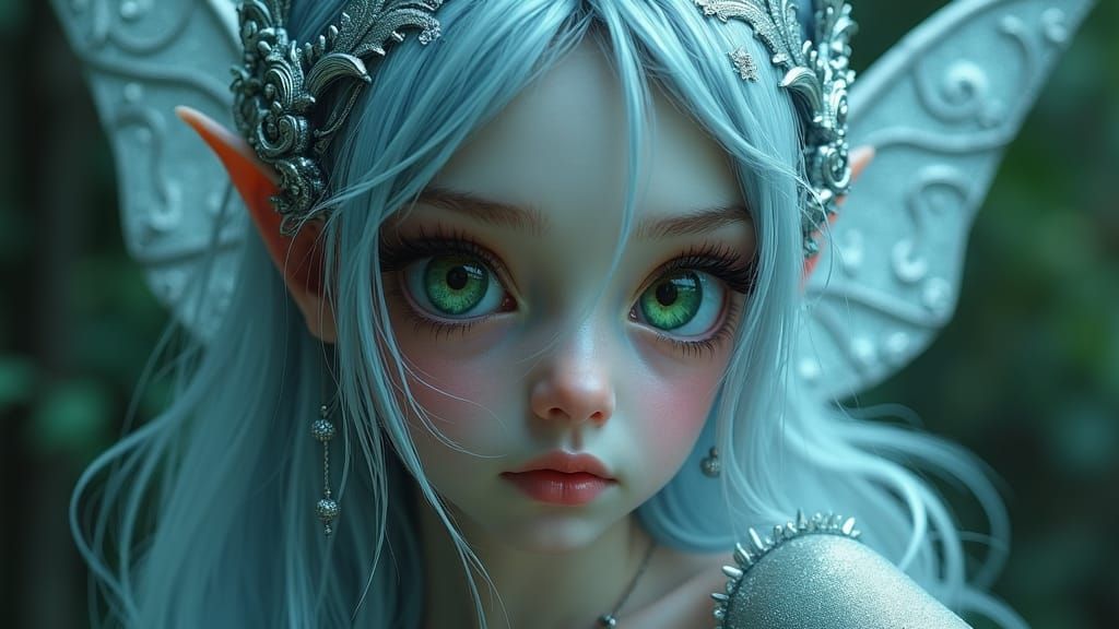 Hyperdetailed Twilight Fairy with Green Eyes