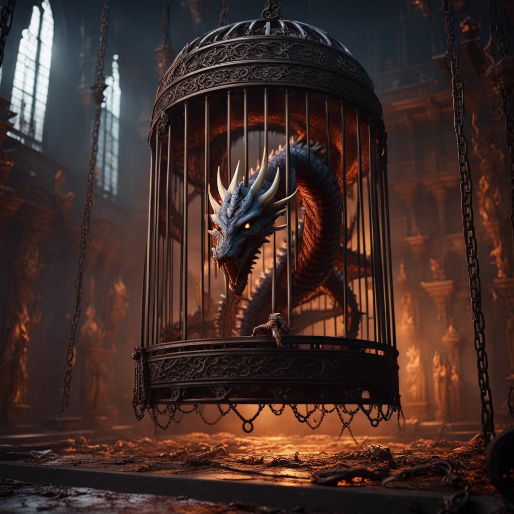 Dragon in Cage: Fantasy Concept Art