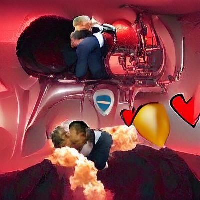 Satirical Image of Political Figures Riding a Bomb