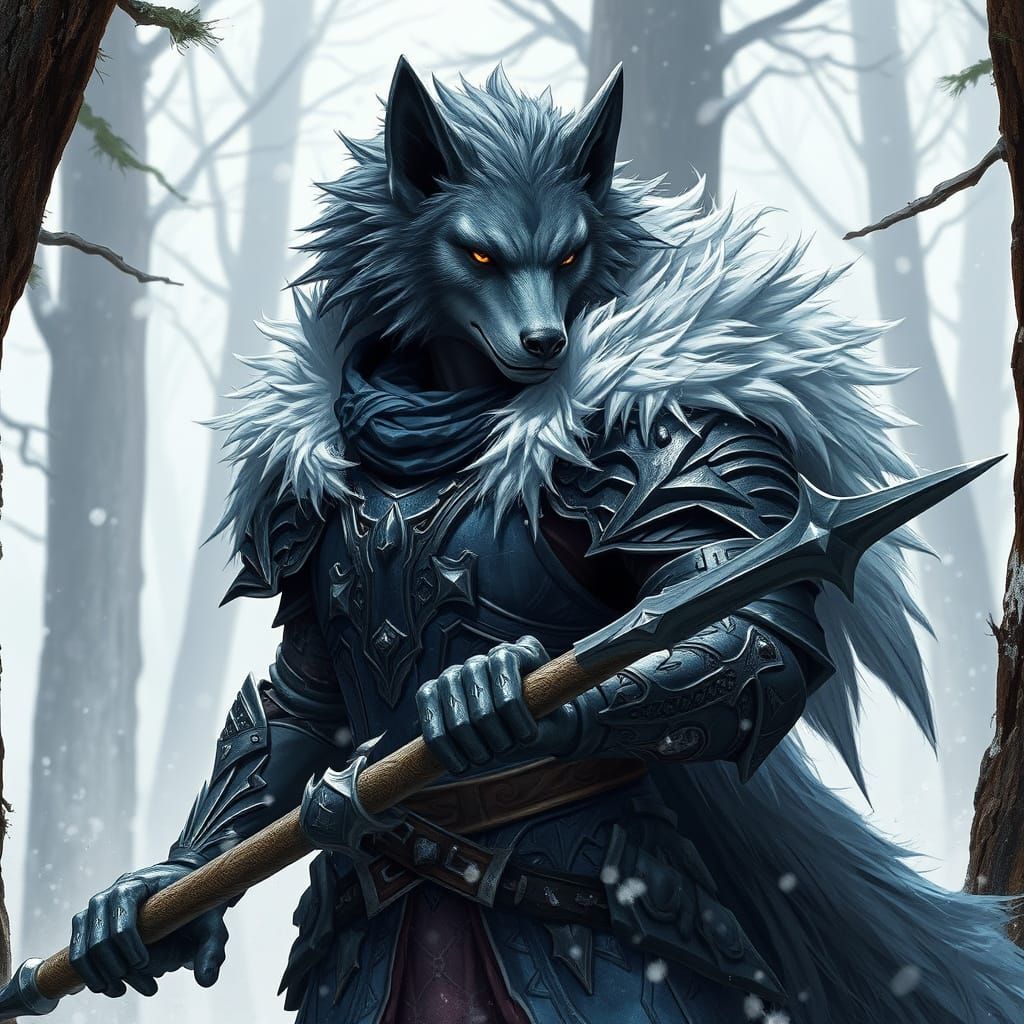 Wolf Warrior in Dark Metallic Armor