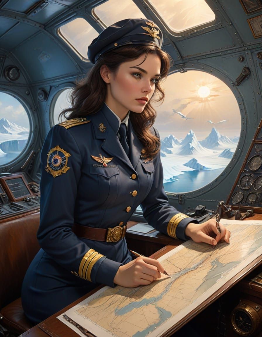 Vivacious 1940s Airship Pilot Contemplates Antarctic Expedit...