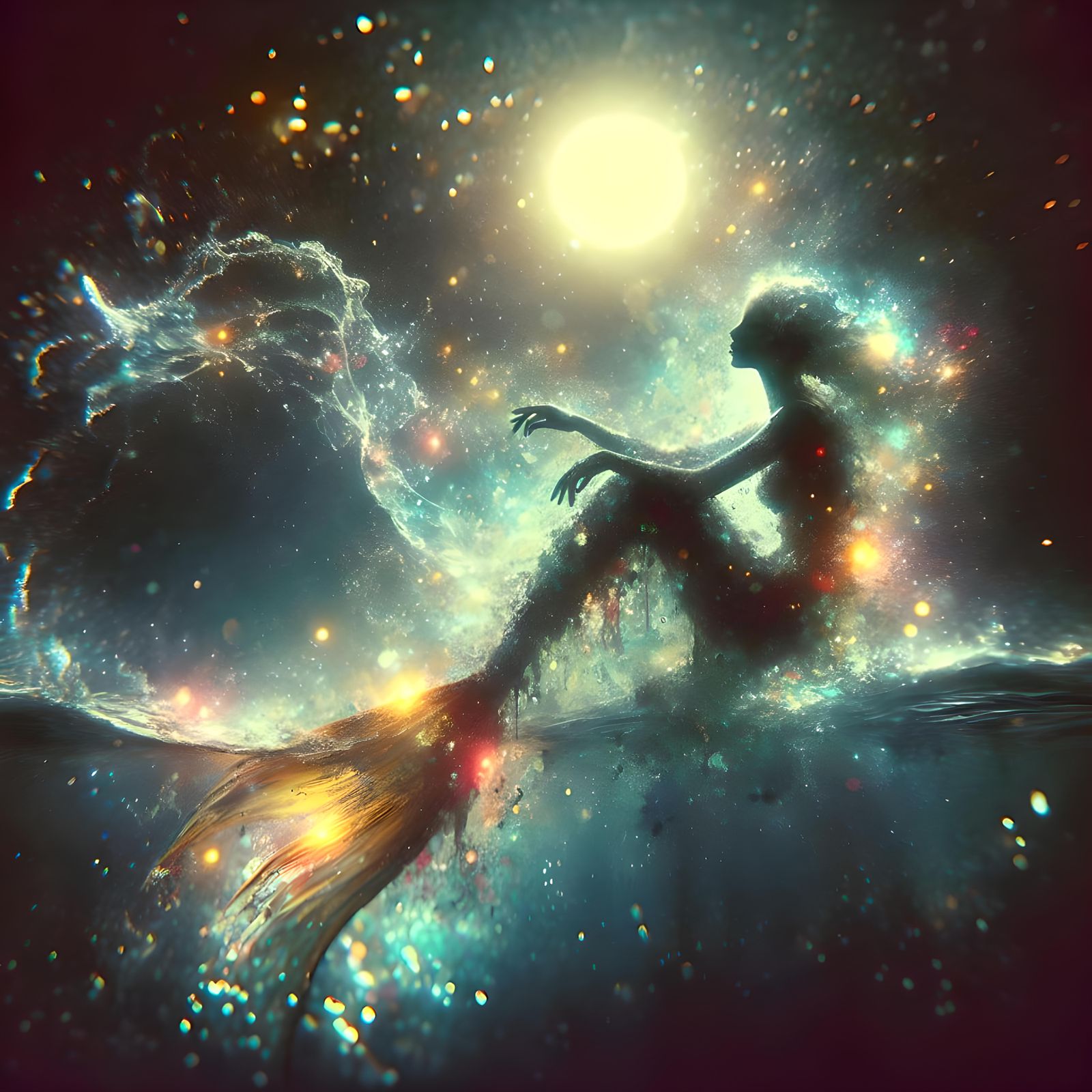 Underwater Mermaid Melancholy: Vintage-Inspired 3D Rendering