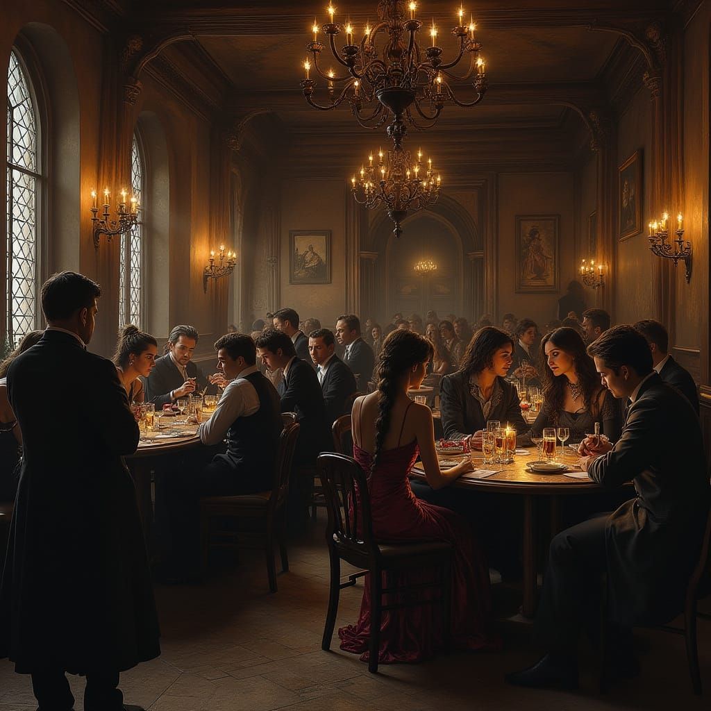 Gothic Victorian Pub Scene with Counts and Countesses