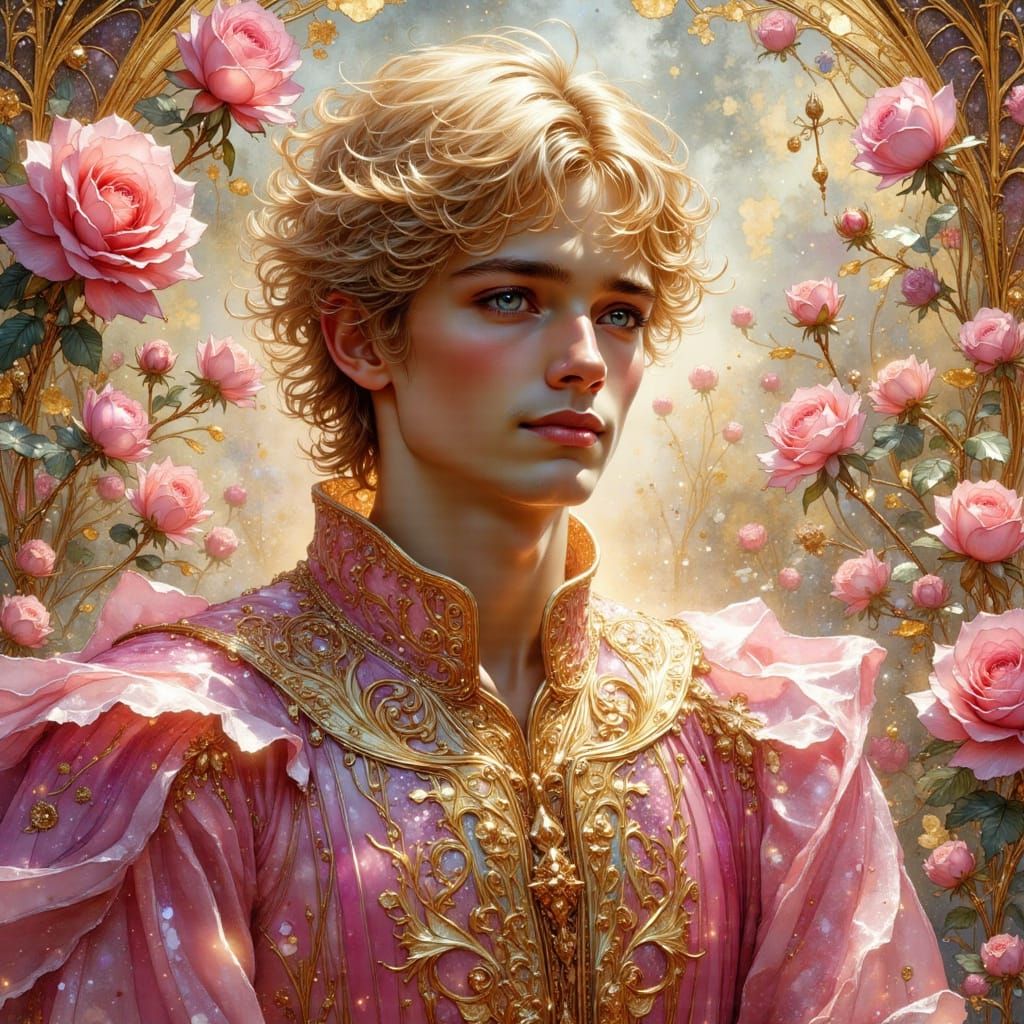 Shimmering Prince in a Sparkling Rose Garden