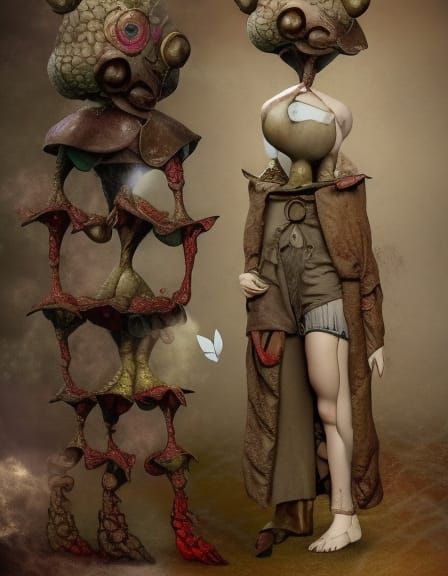 Whimsical Mushroom Golem in Alchemist's Lab