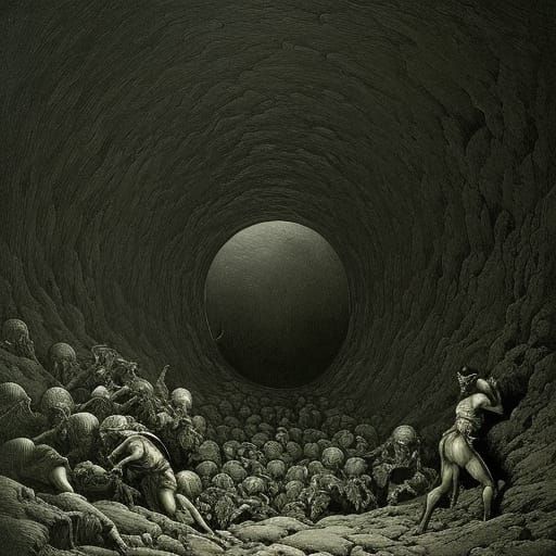 Horror Scene: Figure Cast into the Pit