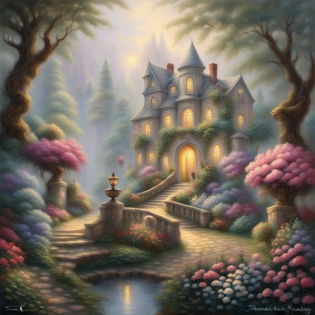 Mystical Garden: Giant Flowers and Trees