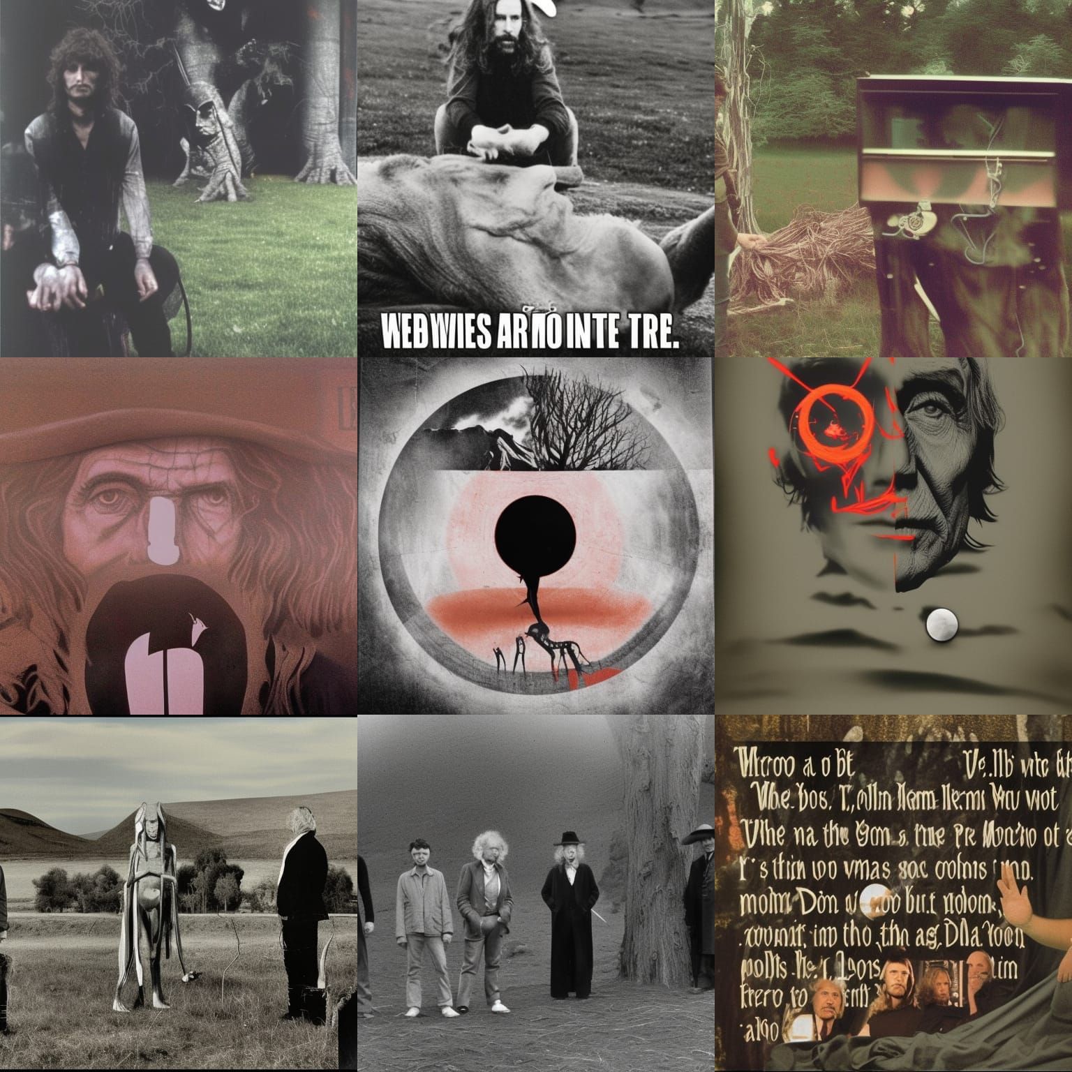 Surreal Scene with Burning Tree and Lincoln