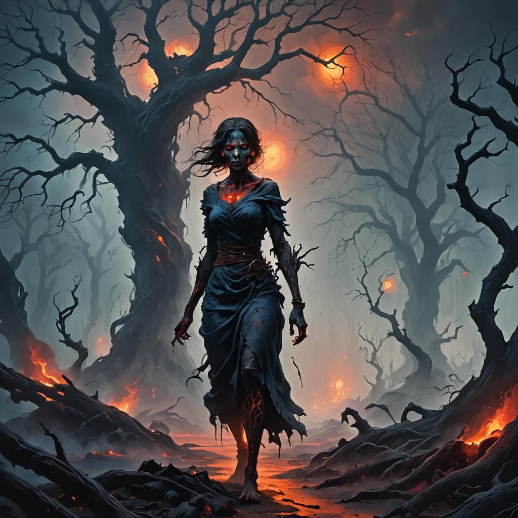 Demonic Zombie Walks on Haunted Planet