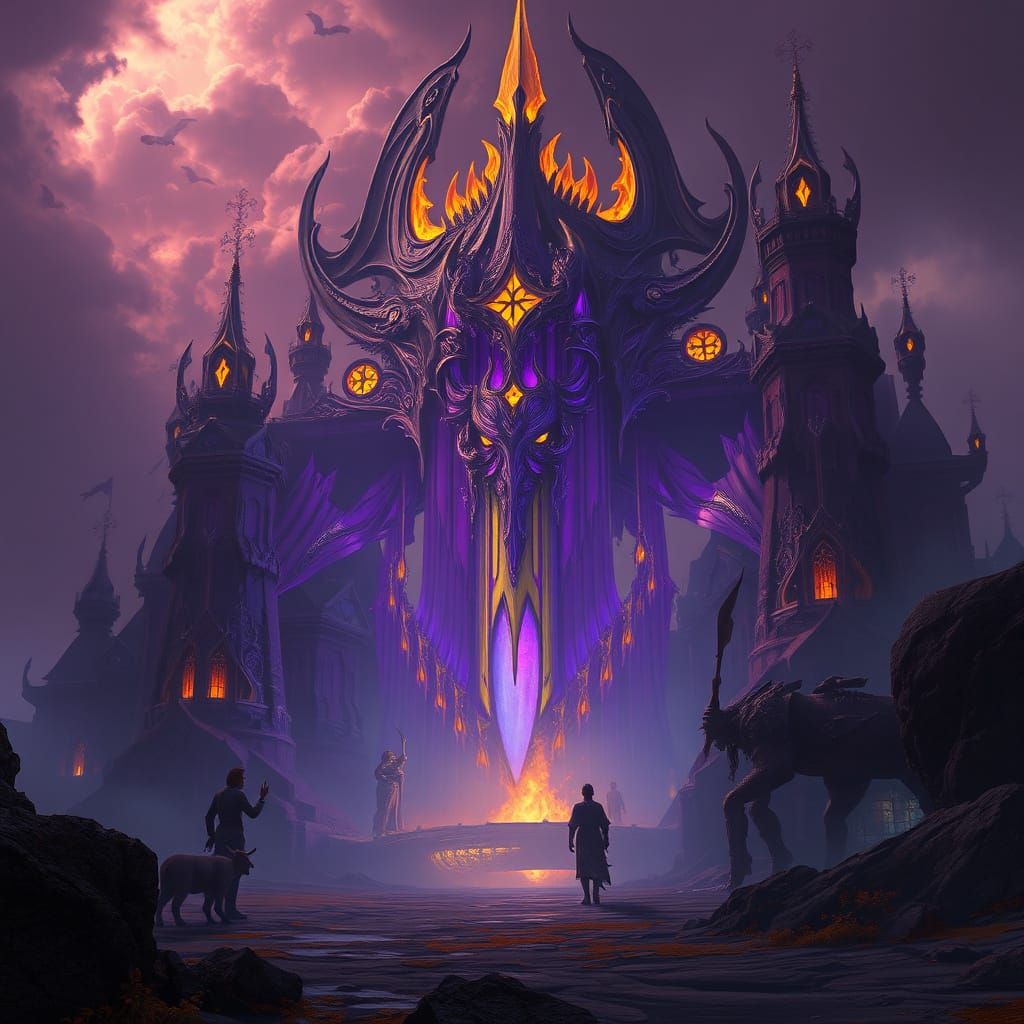 Dark Fantasy Art: Hyperdetailed Purple and Yellow Concept