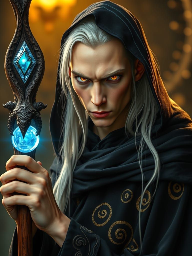 Cyberpunk-Inspired Sorcerer with Ethereal Glow