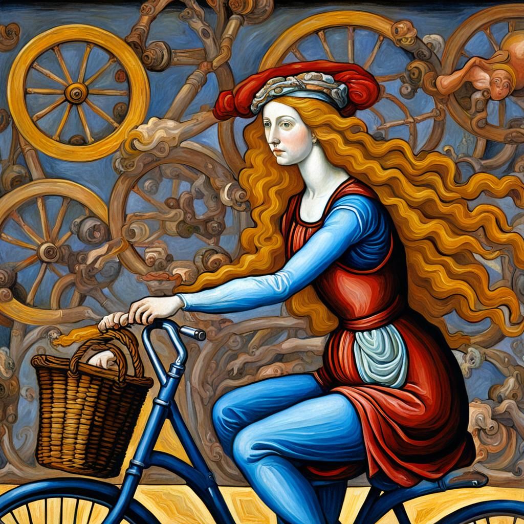 Lady Cycling in Renaissance Masterpiece