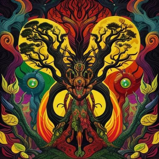 Ents Dancing: Psychedelic Fairytale Illustration