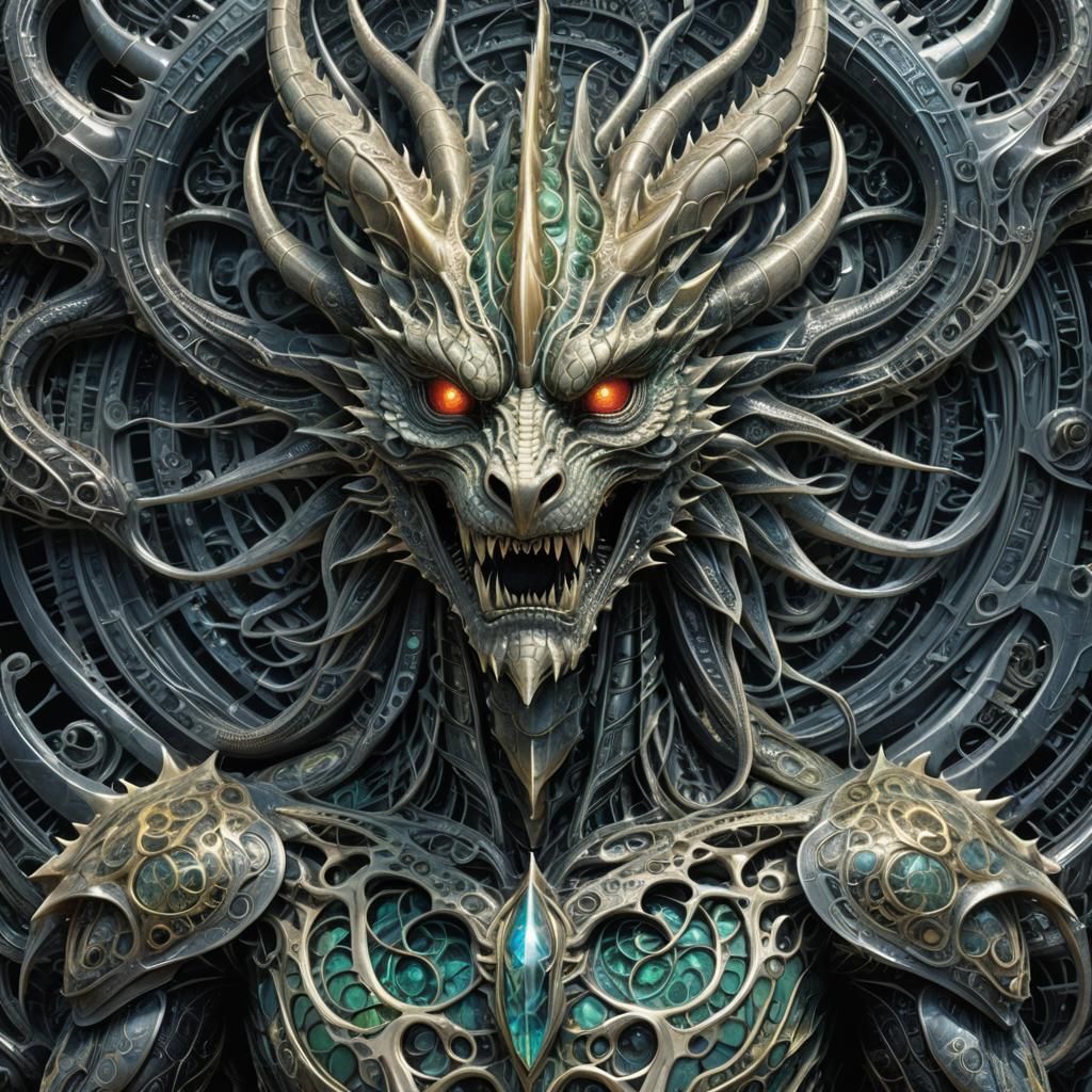 Psychic Dragon Emperor in Biomechanical Futurism