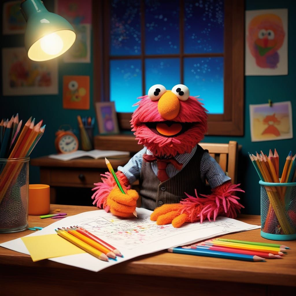 A Muppet Making Art