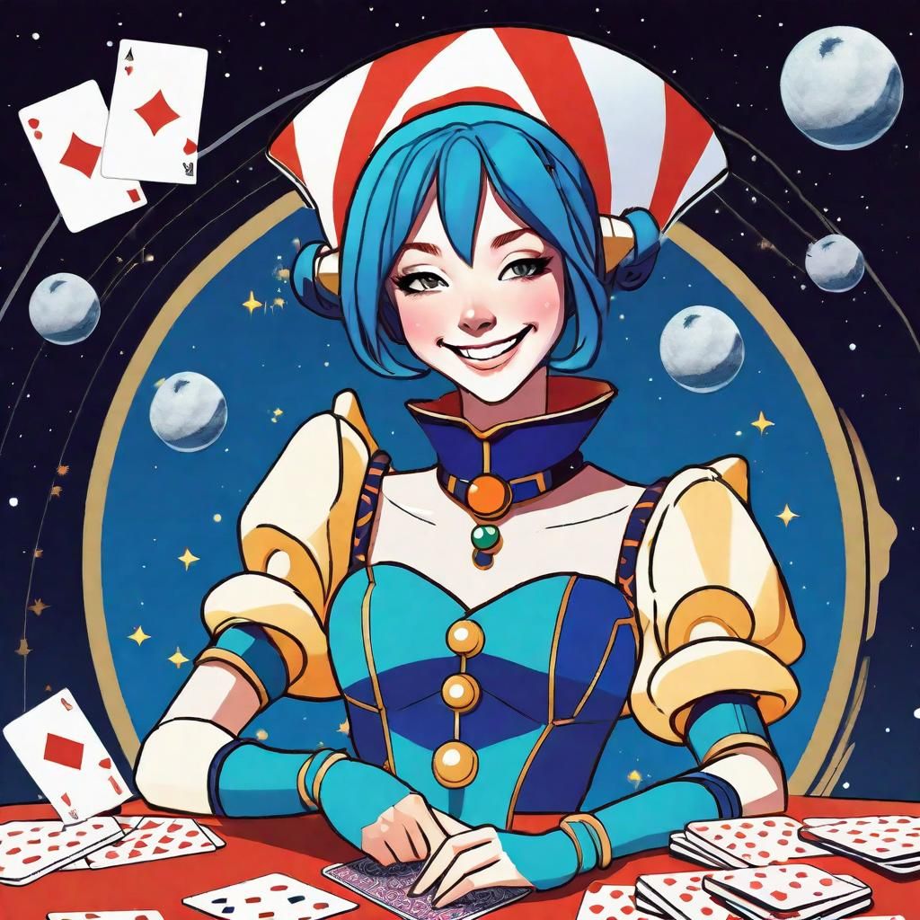Anime Portrait: Futuristic Jester on the Moon