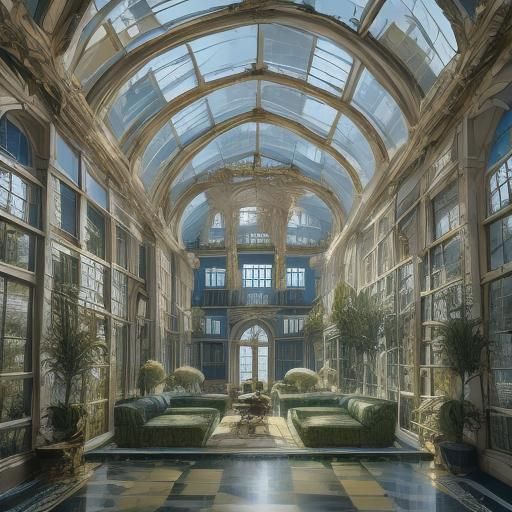Sinister Schoolboy in Classical Mansion Hallway
