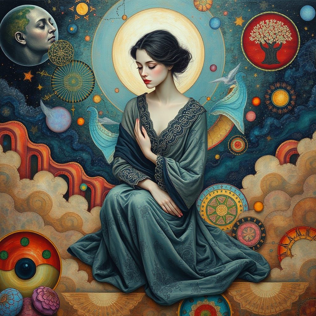 Ethereal Figure Amidst Cosmic Textures