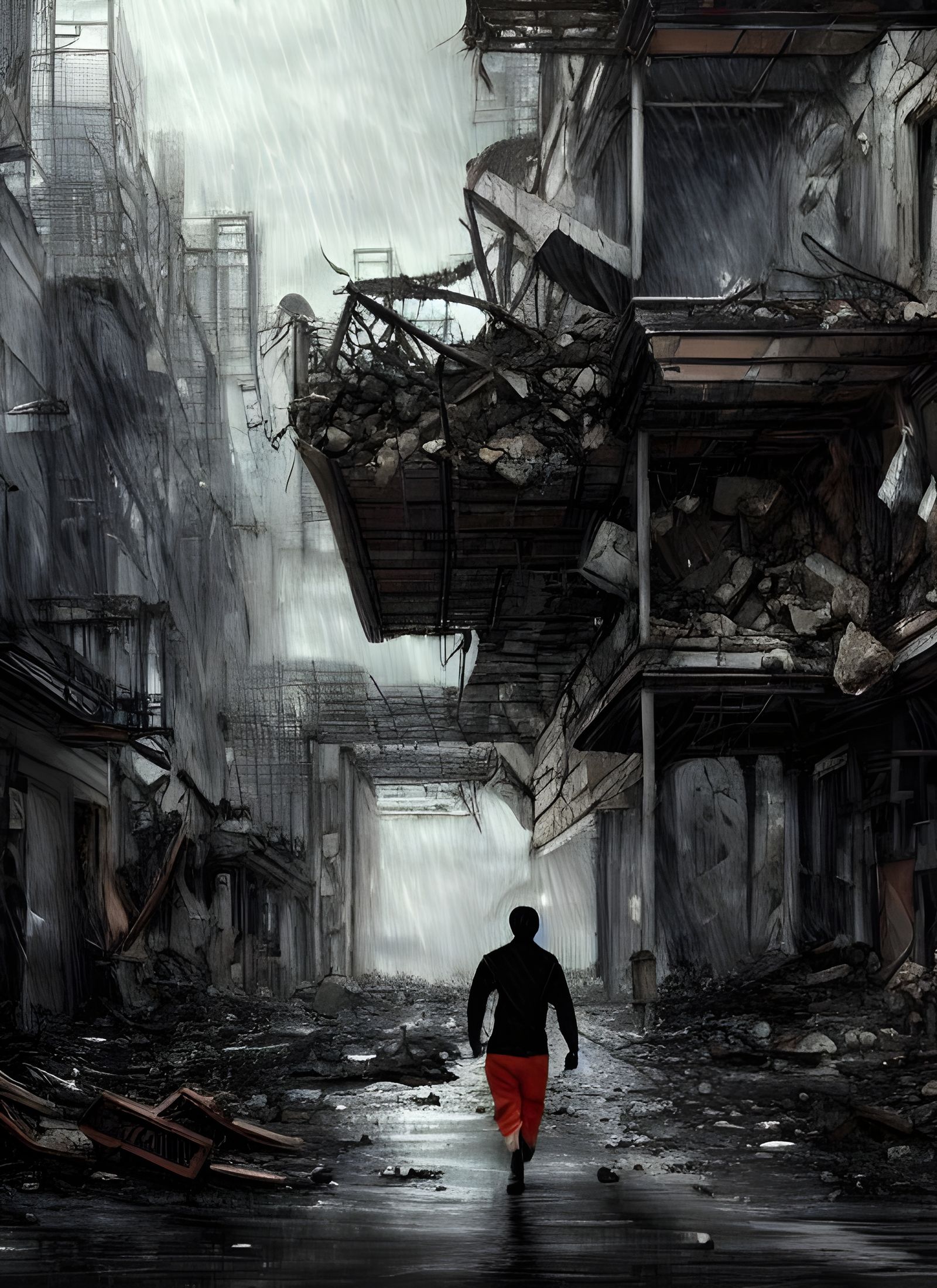 Walking through ruins