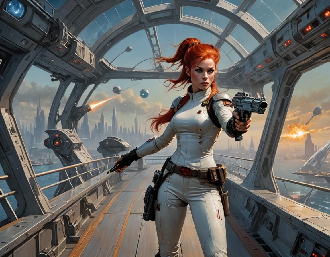 Starship Defender Portrait in Sfumato Style