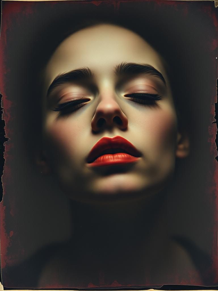 Abstract Portrait in Velvet Photogram Style