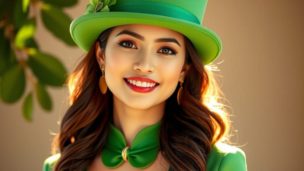 Vibrant Indonesian Goddess in Whimsical Green Attire