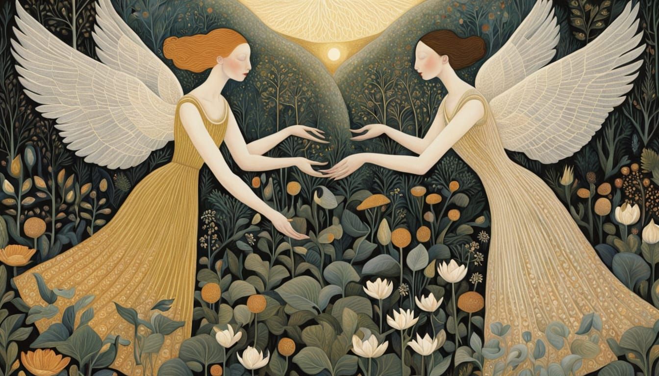 Women with Swan Wings Rise Up in Gustave Klimt-Inspired Aest...