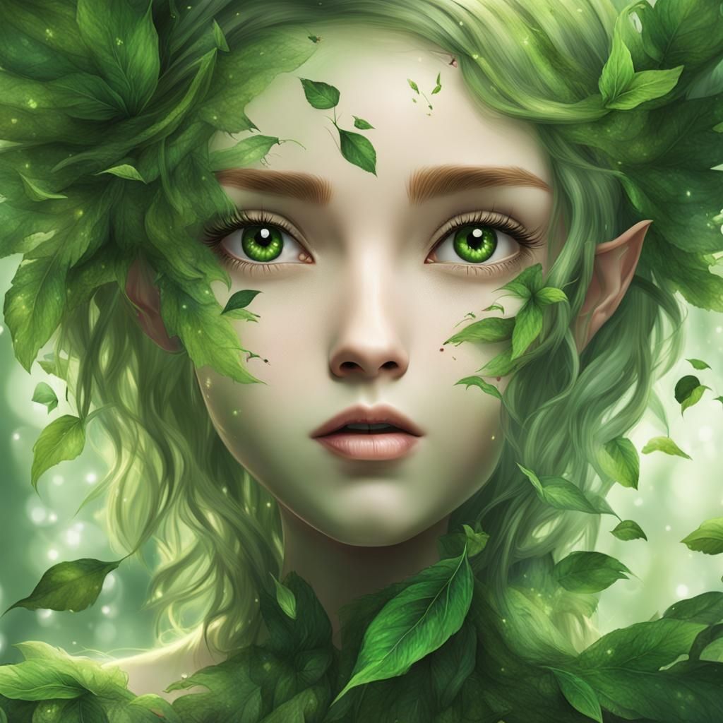 Enchanting Green Forest Fairy Portrait