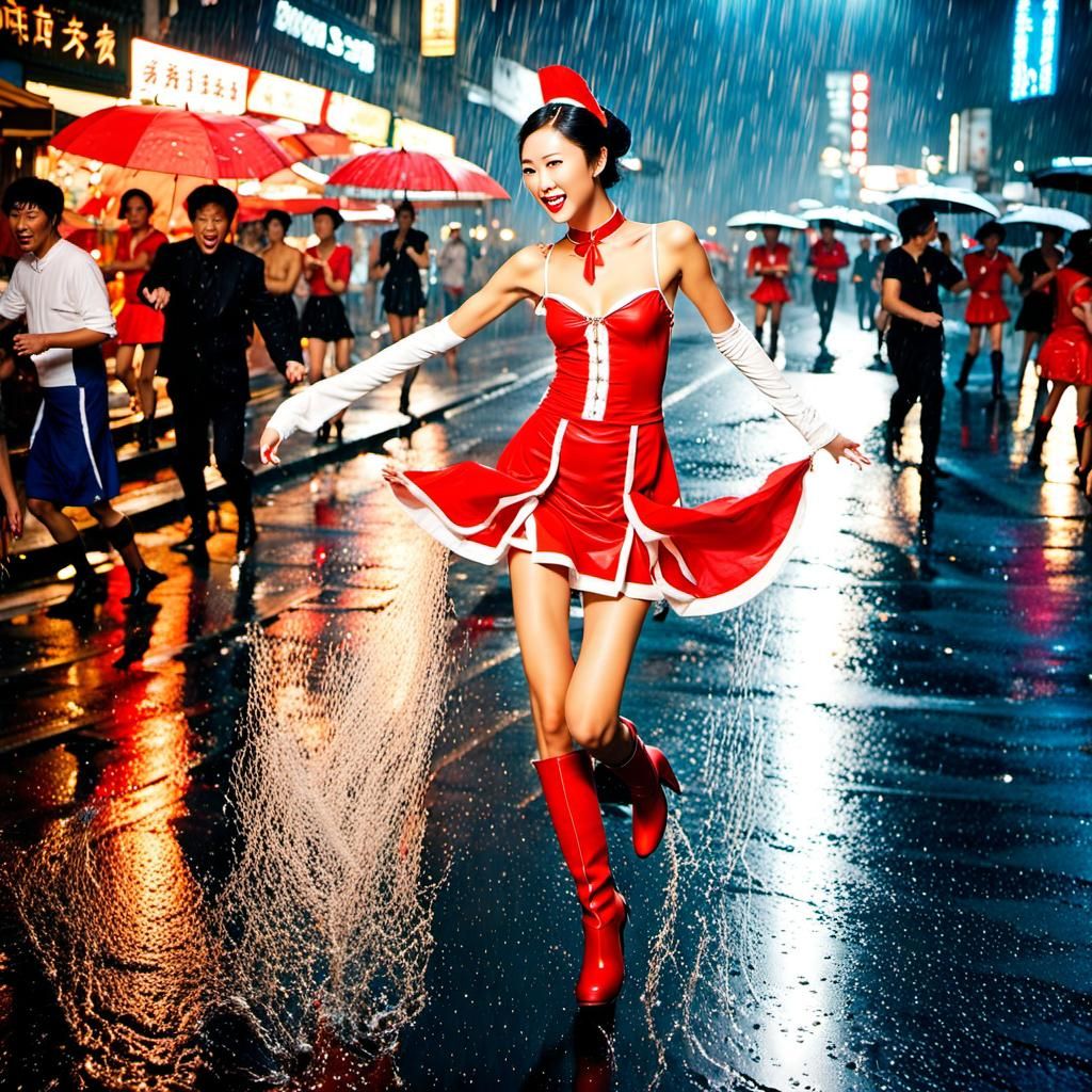 Chinese Supermodel Dancing in Hailstorm