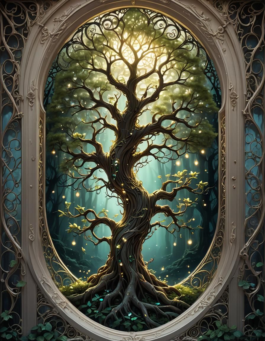 Luminescent Tree in Digital Art Style