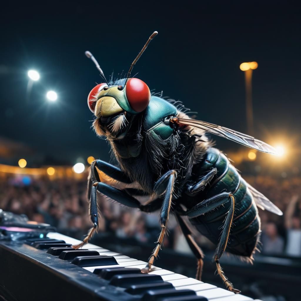 Fly Rocks Keyboard at Outdoor Concert