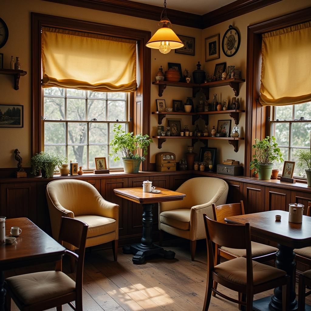 Nostalgic Cafe Interior in Rockwell and Potter Style