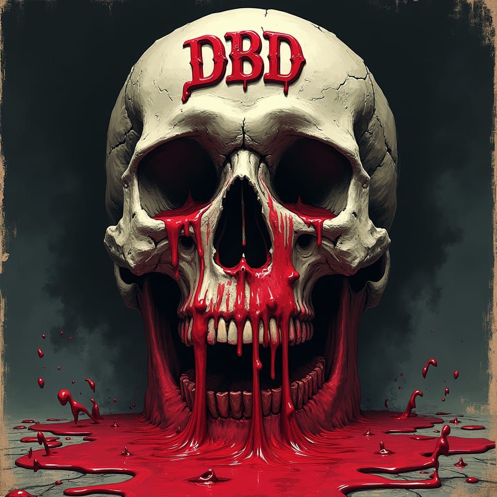 Gothic Skull with Bleeding DBD Text